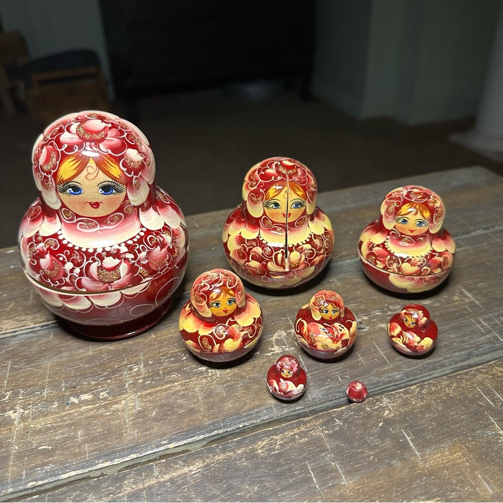 Russian Wooden Nesting Dolls Fairy Tale-Ceprueb Nocag-Total Is 7 Collectable
